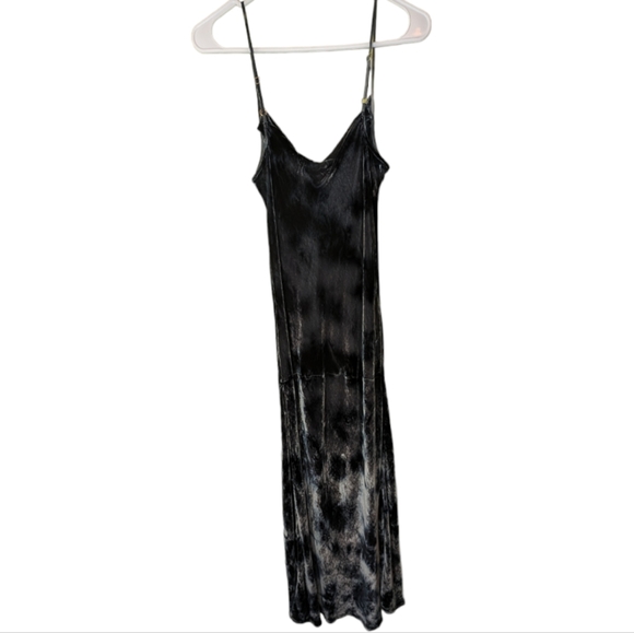 Cloth & Stone Velvet Tie-Dye Slip Dress | Anthropologie | Black Midi Cowl Neck - Picture 5 of 9